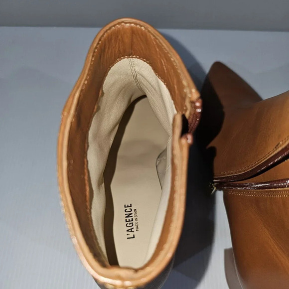 NEW L'Agence Jeanne II Ankle Bootie EU Size 39  Brown Leather Pointed Toe Heeled - Picture 10 of 15